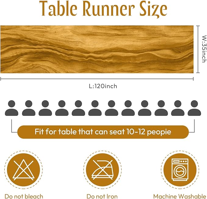 Sioloc Yellow Cheesecloth Table Runner Fall Autumn Decor - Image 2