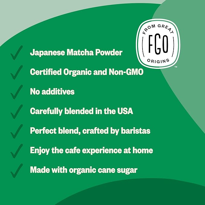 FGO Organic Matcha Latte Powder, 16 Ounce Bulk Resealable Bag, Japanese Matcha - Image 4