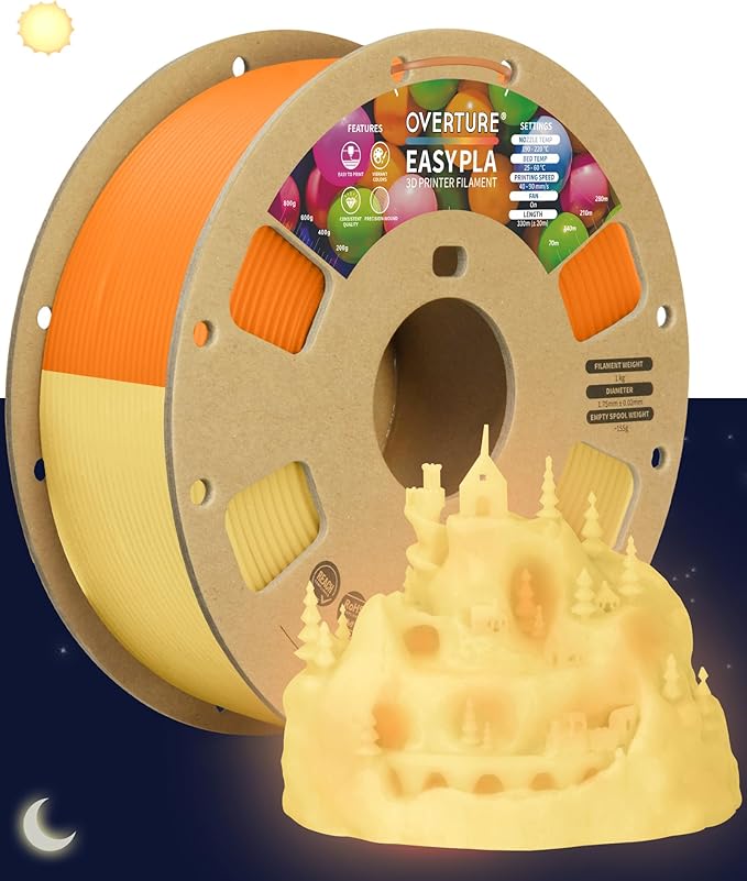 OVERTURE Glow PLA Filament 1.75mm 3D Printer Filament, 1kg Spool, Dimensional by OVERTURE3DPRINTERFILAMENT