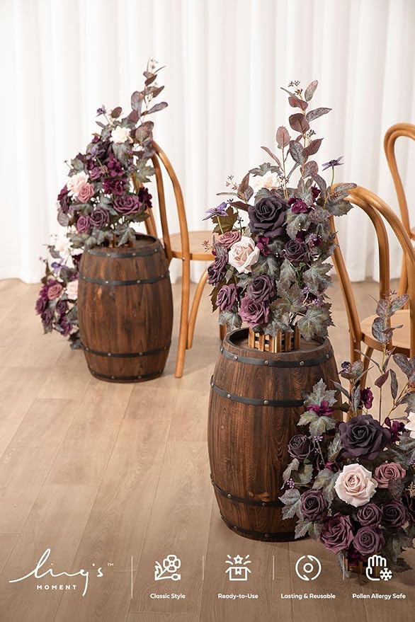 Ling's moment 17.5" Tall Standing Artificial Flowers Arrangements 4 pcs Fall - Image 3