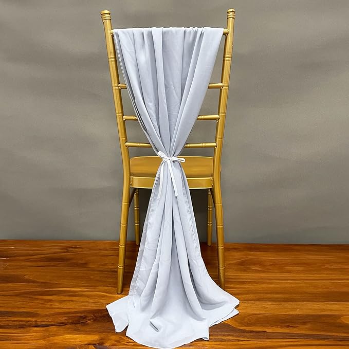 EHLDekol 13ft Light Grey Chiffon Table Runners, 29x156 Inches Romantic and - Image 6