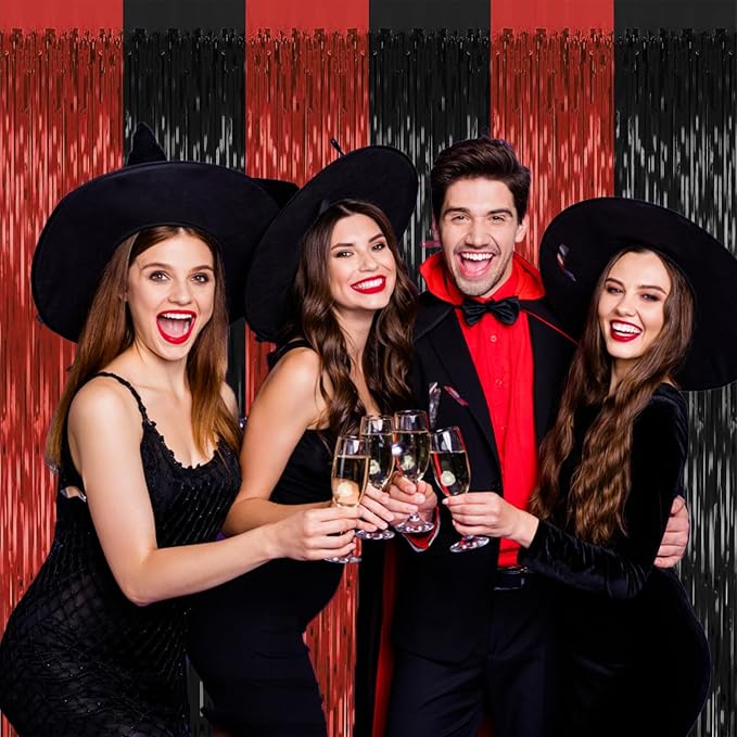 4 Pack Backdrop Curtains, 3.28 Ft x 6.56 FT Red Black Halloween Backdrop - Image 5