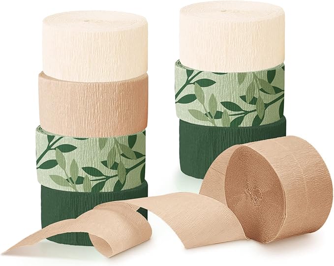 AOBKIAT Wedding Party Baby Shower Decorations, 8 Rolls Green Crepe Paper by aobkiat