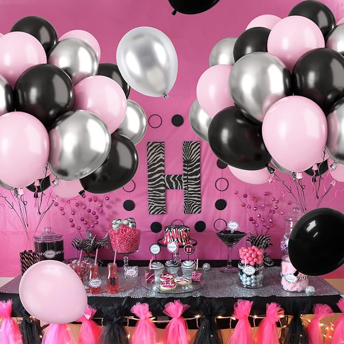 Paready Pink and Black Balloons - Image 5