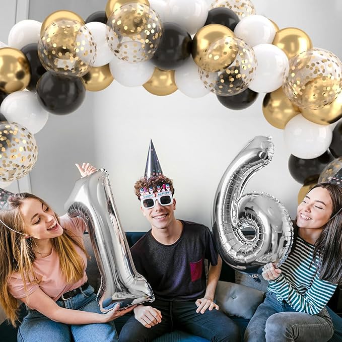 Patimate Black Gold Confetti Balloons Set - Image 7