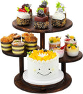 4 Tier Round Cupcake Tower Stand, Wooden Rotatable Cupcake Stand by Unknown