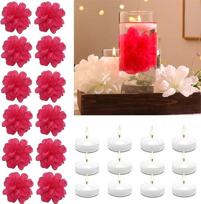 24 Pcs Floating Candles for Centerpieces and Floating Flowers Artificial by WPPNSY