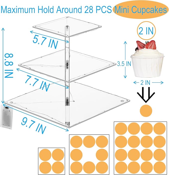 3 Tier Cupcake Stand Cupcake Holder, Acrylic Cupcake Tower - Image 4