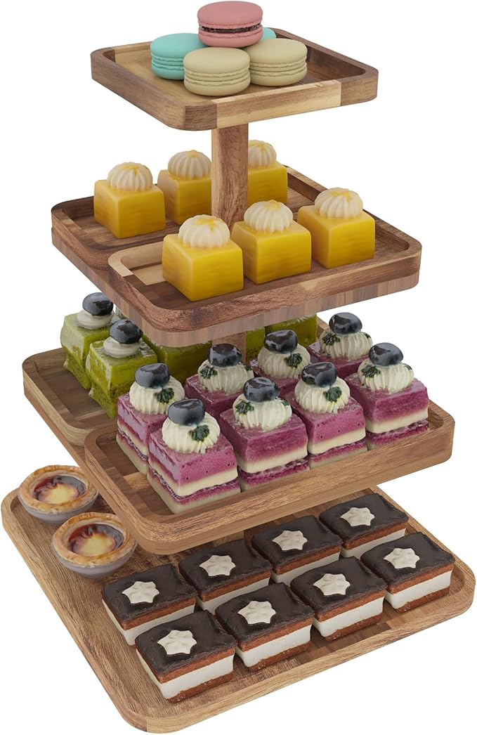 Acacia Wood 4 Tier Cupcake Stand - Image 3