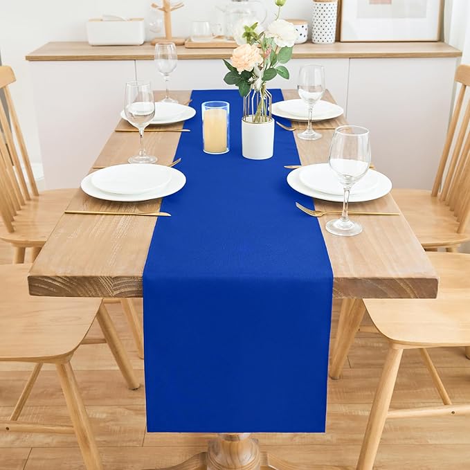 2 Pack Blue Table Runner 12 x 60 Inch Solid Color Farmhouse Runners Coffee - Image 3