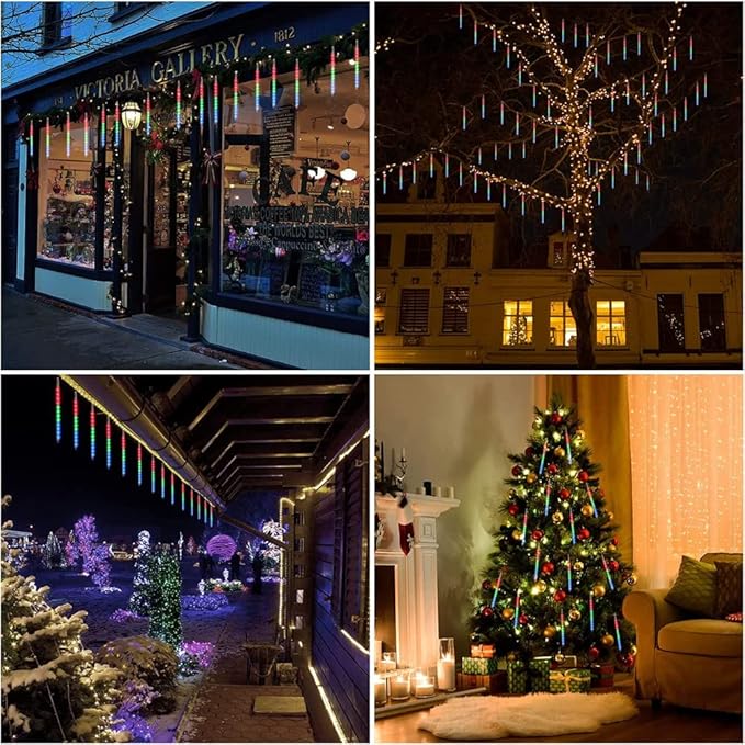 Meteor Shower Outdoor Christmas Lights 32 Tube 768LEDs Snow Falling Rain - Image 5
