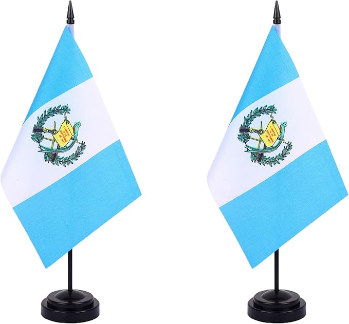 Guatemala Desk Flag 12" Solid Pole Deluxe Set Guatemalan Flags Banner Mini by Unknown