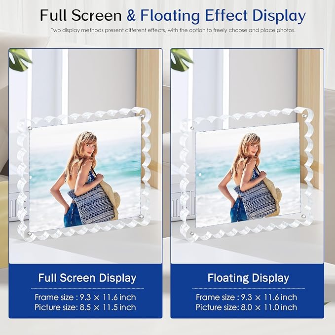acrylic photo frame- 2Pack Scalloped Picture Frames 8×10 Inch, 15+15mm Thick - Image 5