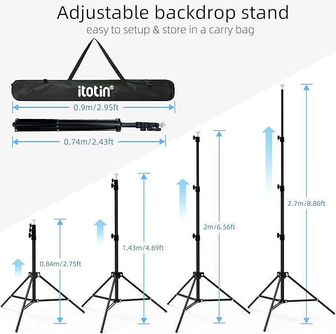 Photo Backdrop Stand 9ft x 10ft Photograhy Adjustable Background Stands Support - Image 2