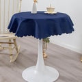 Small Round Navy Tablecloth 36 Inch Polyester Fabric Washable Table Cover by YZKITM