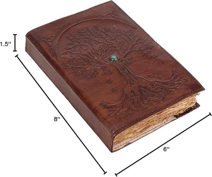 Leather Journal Refillable Lined Deckle Paper Tree of Life Handmade writing - Image 7