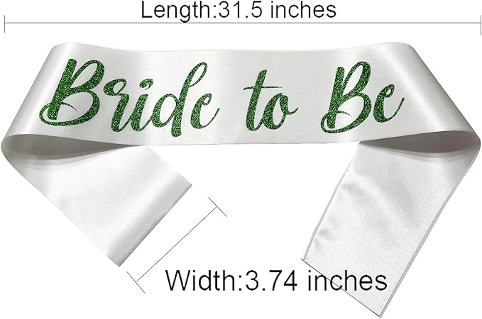 White with Green Letters Bride to Be Sash, Bride Sash Bachelorette Party Bridal - Image 2