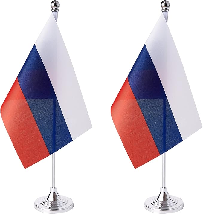 ZXvZYT 2 Pack Russia flag Russians Table Flag Small Mini Russians Desk Flags by ZXvZYT