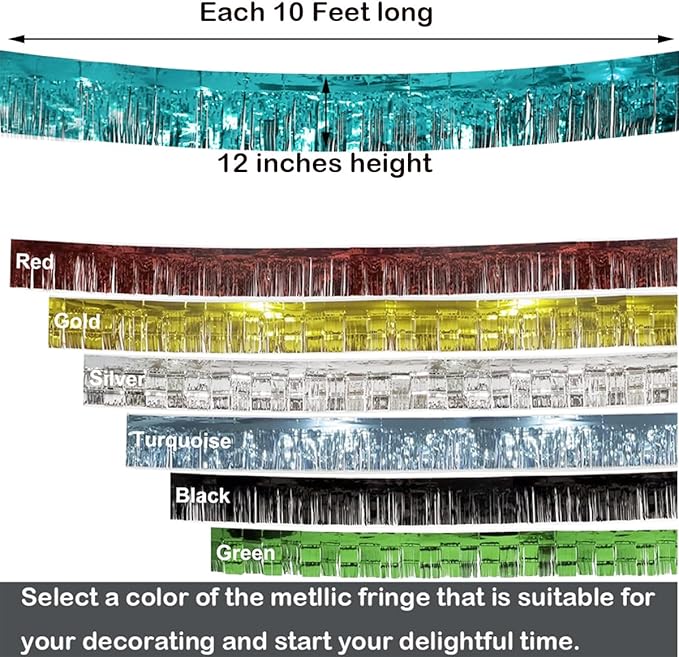 4 Pack Total 40 Feet Foil Fringe Garland Light Blue Metallic Wall Hanging - Image 7