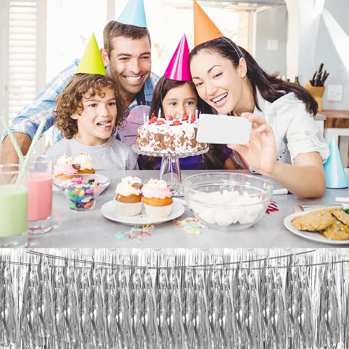 4P Silver Foil Fringe Metallic Tassel Streamers Banner Tassel Garland - Image 5