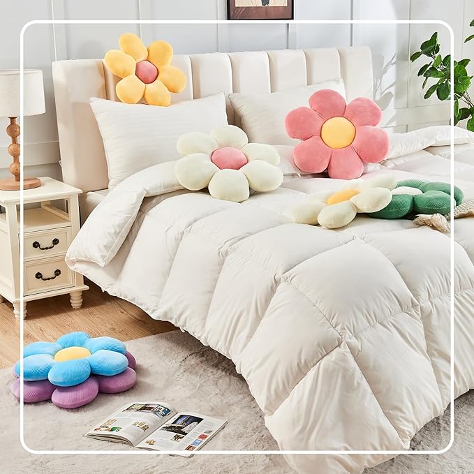 White Yellow Flower Pillow, 19.6" Cute Flower Shaped Floor Pillow, Aesthetic - Image 6