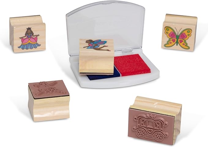 Melissa & Doug Deluxe Wooden Stamp and Coloring Set – Fairy Tale Fairy - Image 3