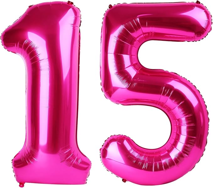 40 Inch Hot Pink 15 Number Balloon by Upgesy