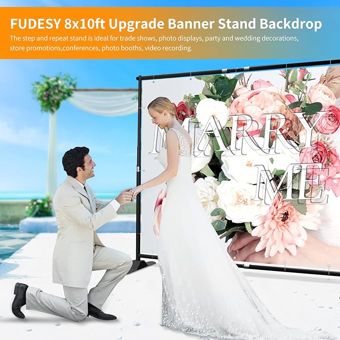 FUDESY 10x8 ft Backdrop Banner, Heavy Duty Adjustable Background Stand Kit - Image 7