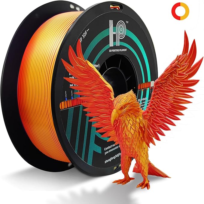 Dual Color PLA Filament, Shiny Silk Red Gold PLA, 3D Printer Filament, PLA by HP3DF