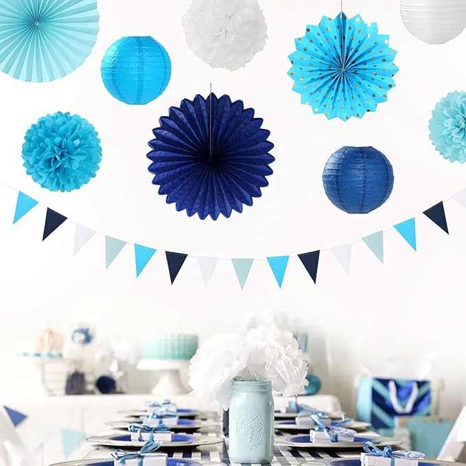 Light-Royal Navy-Blue White Party-Decorations - Image 5