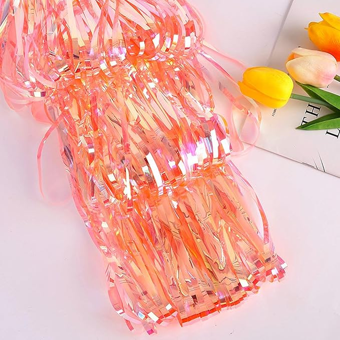 CANREVEL 2 Pack 3.2x6.5 Feet Iridescent Foil Fringe Backdrop Curtains, - Image 8