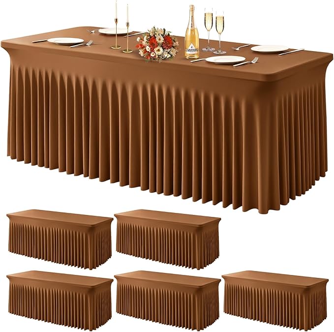 Wish Care 6 Pack Brown Spandex Table Clothes by WishCare