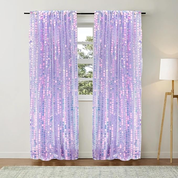 9X9FT Sequin Backdrop Curtains, 2 Panels Shimmer Sequin Fabric Photography - Image 7
