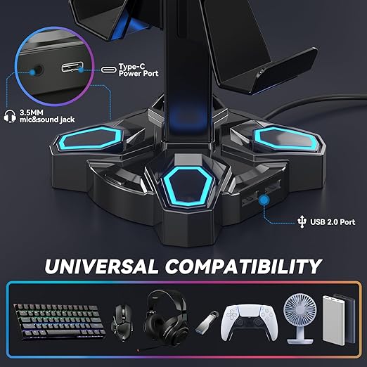 KDD Gaming Headphones Stand, Rotatable Headset Stand - Image 5