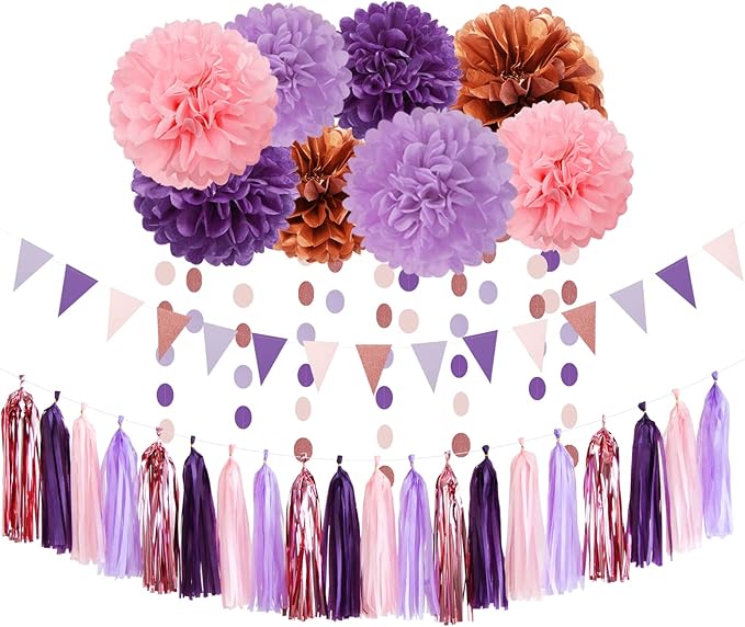 Rose-Gold Pink Purple Party Decorations by LastingSurprise