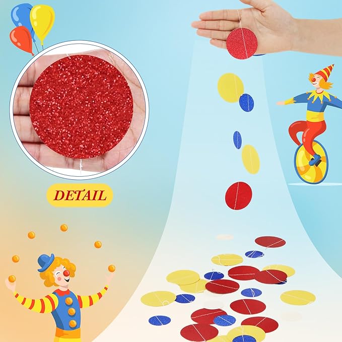 Outus 5 Pieces Colorful Dots Paper Garland Round Glitter Garland Hanging - Image 3