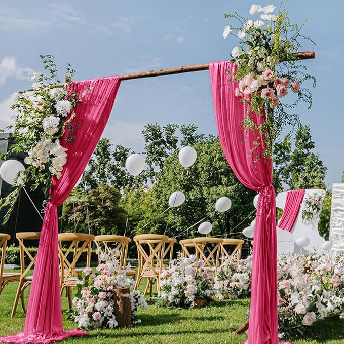 Hot Pink Wedding Arch Draping Fabric 29" x 20 FT Wedding Drapes by DeZerlor