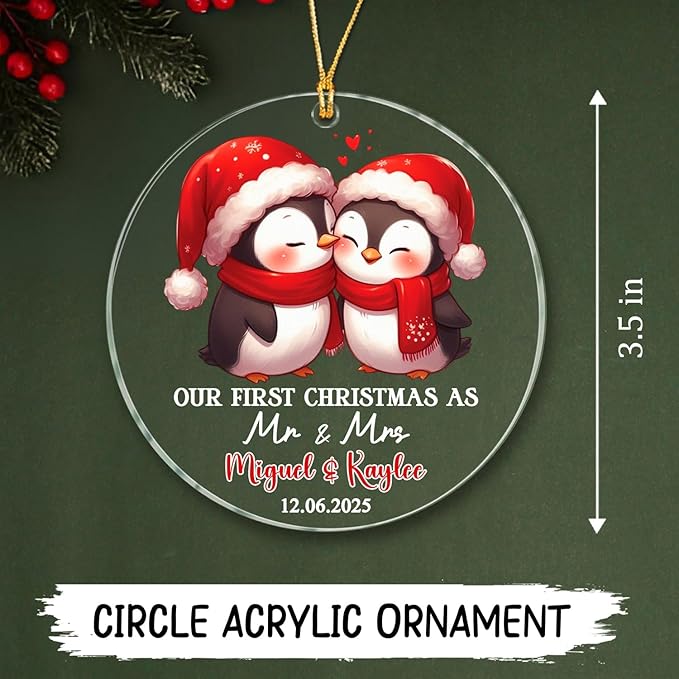 Custom 1st Christmas As Mr & Mrs Ornament Gift - Image 5