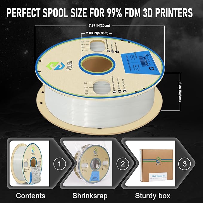 YOUSU 3D Printer Filament 1.75mm PLA Filament Glow in Dark White PLA Filament - Image 6