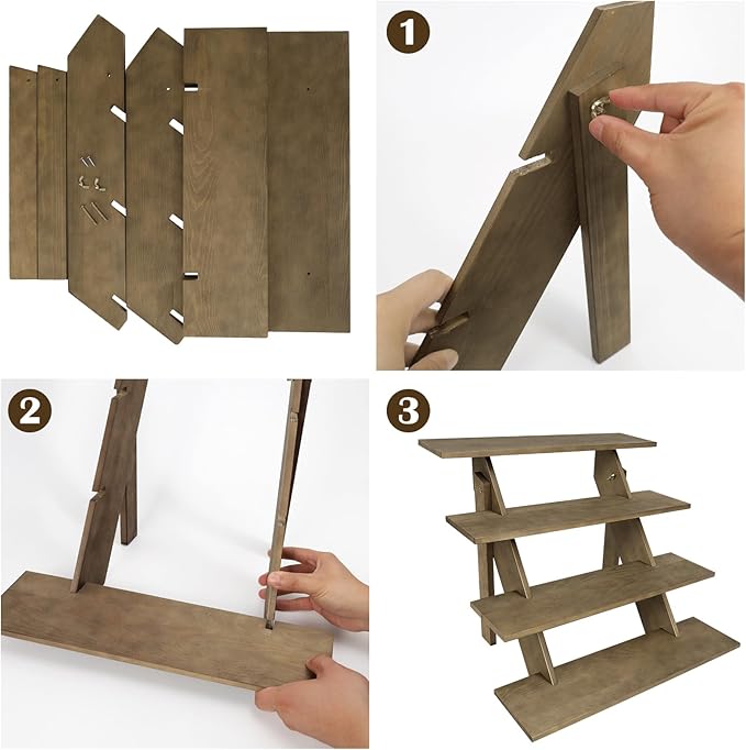 ZYP 4 Tier Wood Cupcake Display Stand Tool Free Retail Cookie Display Riser - Image 4