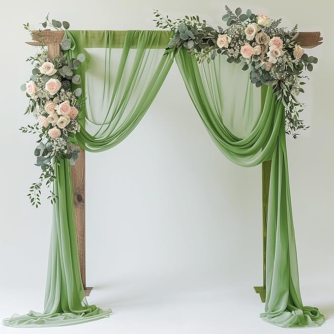 Wokceer Sage Green Wedding Arch Draping Fabric Backdrop 4 Panels 28.7" X 20FT - Image 7