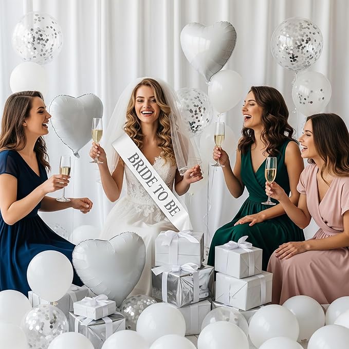 Classic pearl white Bridal Shower party decorations elegan White balloons - Image 3