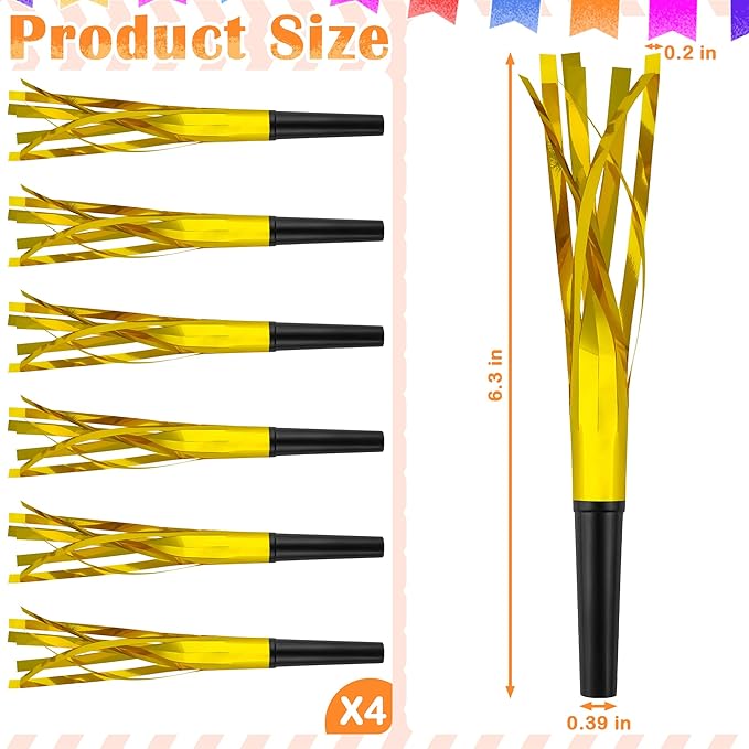 24 PC Gold Party Favors Party Blowers - Image 2