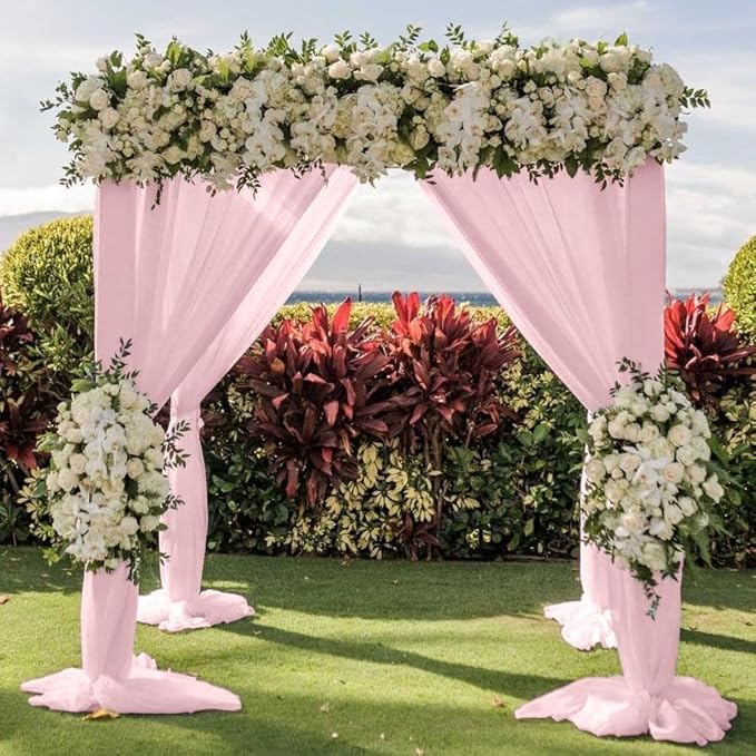 Wedding Arch Draping Fabric 2 Panels 30'' x 18FT Blushing Pink Sheer Chiffon - Image 5