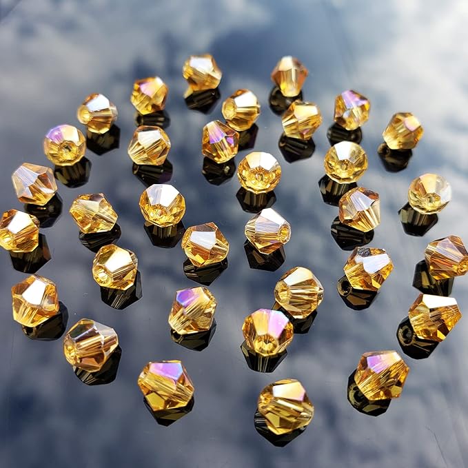 4mm Bicone 1800Pcs Gold Champagne AB Crystal Glass Beads Small Faceted Bicone - Image 6