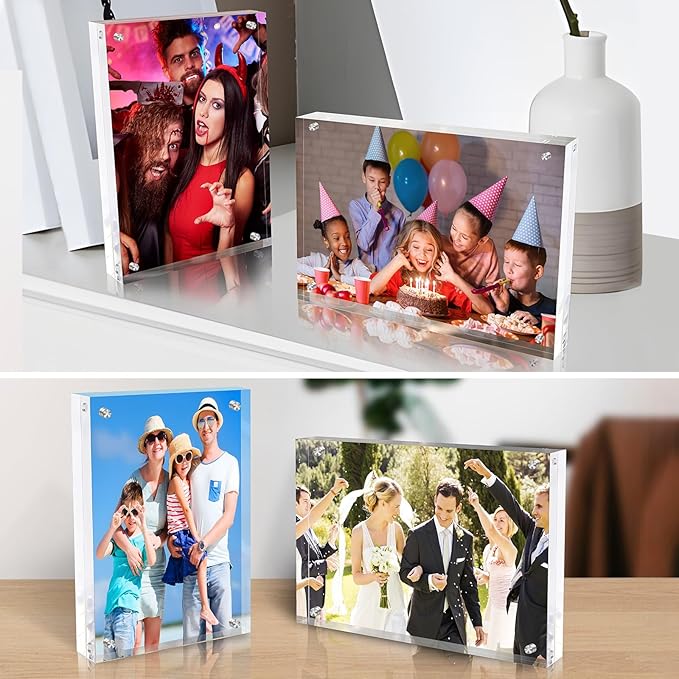 4x6 Inches Acrylic Picture Frames 1 Pack, Double Sided Magnetic Photo Frames - Image 3