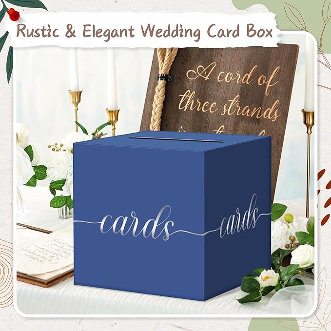 QIKSION Navy Blue Graduation Card Box, Wedding Reception, Baby Shower - Image 2