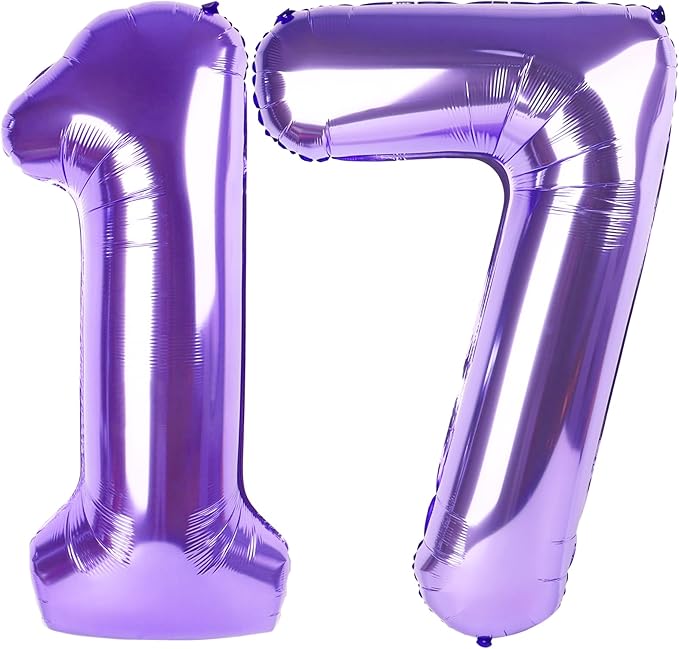Purple Number 17 Balloon by Upgesy