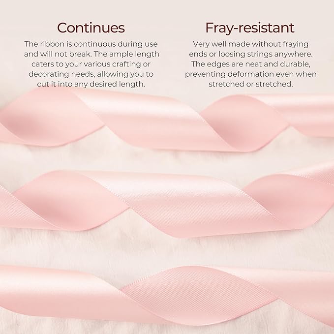 Baby Pink Satin Ribbon 3/8 inch X Continuous 100 Yards, Single Face Polyester - Image 4