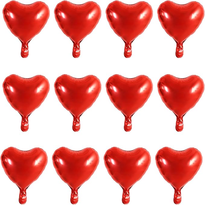 TONIFUL 30Pcs 10 Inch Red Heart Balloons Valentine’s Day Heart Shape Foil Mylar by TONIFUL